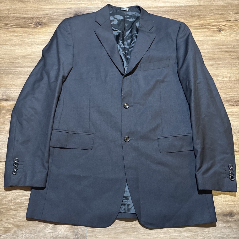 Ermenegildo Zegna Blazer Traveller Wool Silk Jacket Mens US 38R Black Italy Made